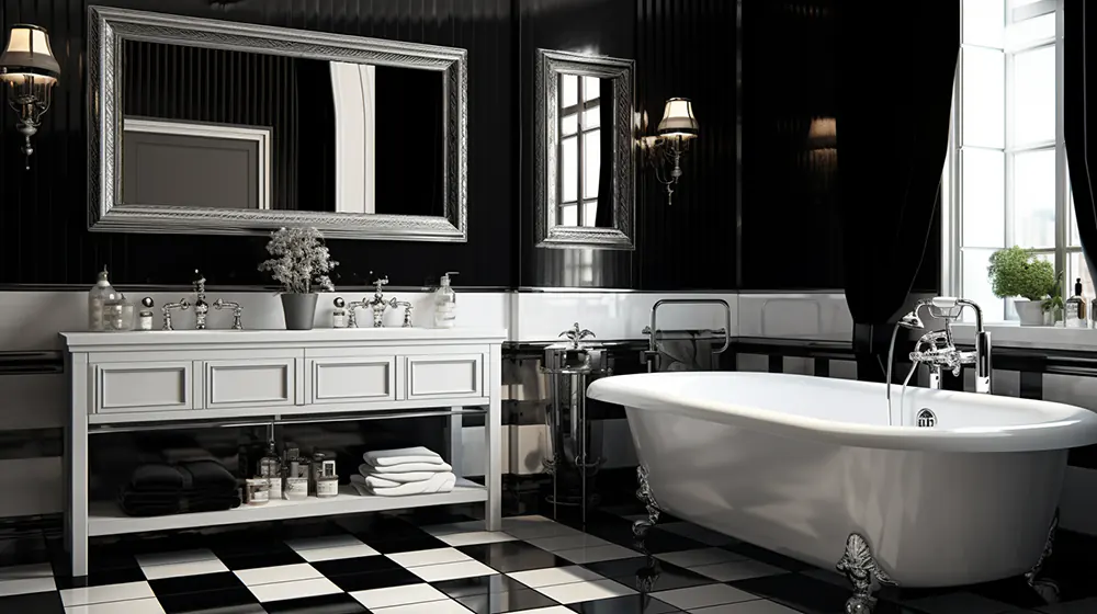 Black and white styled bathroom