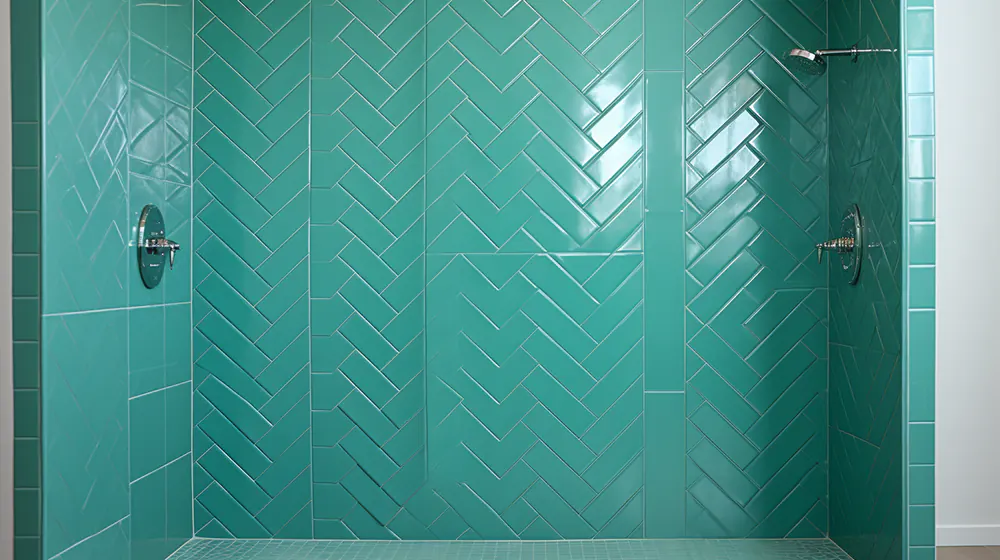 Shower with bold colored tile