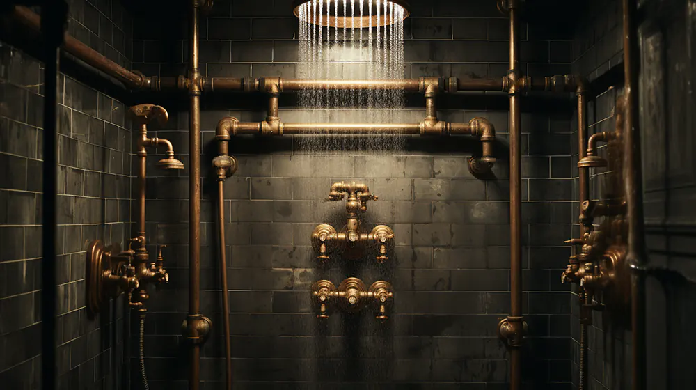 Shower with an industrial style