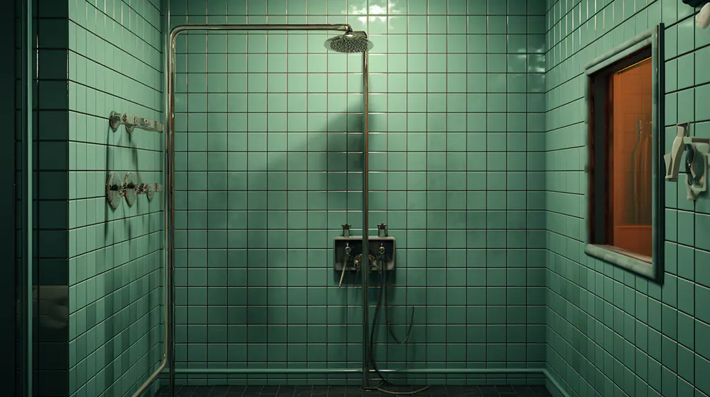 A tiled shower