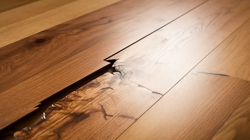 A gap in hardwood flooring